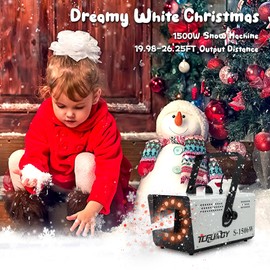 TCFUNDY Snow Machine with 12 LED Lights, 1500W Snow Snowflake Making Machine with 9 Color Lights Effect Snowflake Maker with Remote Control for Christmas Wedding Kids Party Stage