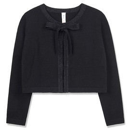 Benito & Benita Girls Cardigan Button Up with Bow Toddler Sweater Cardigan Cotton Kids Dance Shawl Bolero Shrug Long Sleeve Black