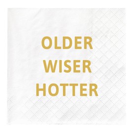 Older Wiser Hotter Napkins, Funny Birthday Napkins for Men Women, 40th 50th 60th 70th 80th 90th Birthday Party Decoration Supplies Favors Gifts, 30-Pack 2-Ply, 4.5 x 4.5 in