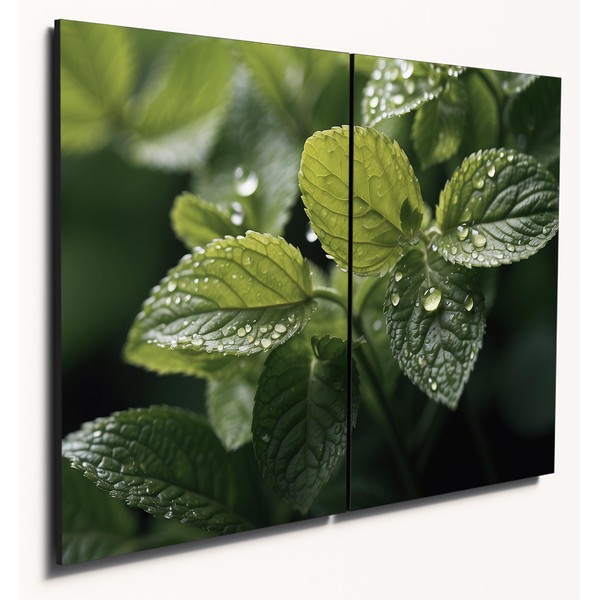 The Plum Penguin Abstract Lemon Balm Leaves Wall Art, 2-Piece