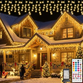 LitHome 48FT Color Changing Icicle Lights for Outside with Remote, 35 Colors Christmas Icicle Lights Outdoor Plug in, Warm White Icicle Light Indoor Connectable for Holiday Party Bedroom Decor