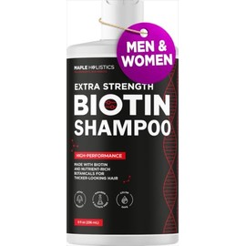 Champú de volumen extra fuerte Biotin – Potente queratina y biotina champú para adelgazar el cabello hidratante para hombres y mujeres – biotina aceite de coco zinc Pyrithione champú para cabello fino y cuidado del cuero cabelludo seco