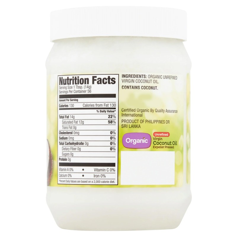 Organic Unrefined Virgin Coconut Oil with No Artificial Flavors or