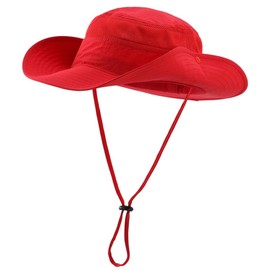 [Connectyle] UPF 50+ Men's Ladies Mesh Safari Hat Wide Brim UV Protection Hat Sun Protection Fishing Hat Outdoor Hiking Boonie Hat Red