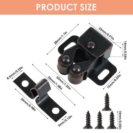 Ouligay Pack of 6 Furniture Catch Cupboard Door Double Roller Catch for Cupboard Ball Roller Catch Cabinet Door Wardrobe Door Latch Catcher Door Catch for Cabinet Doors