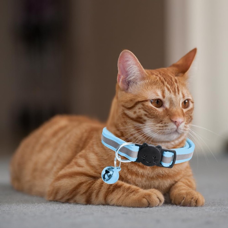 MJIYA Reflective Cat Collar with Bell, Breakaway Grid Collar with