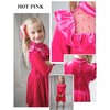 Arshiner Toddler Christmas Dress Hot Pink Velvet Dresses Girls Long