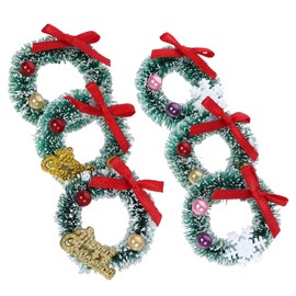 SAFIGLE 6pcs artificial Sisal silk mini accessories Toy mini wreath ornament crafts miniatures for crafts elder doll house house Front door Resin Crafts wreath Model small xmas wreath