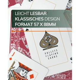 Bullets Playing Cards, Skat Card Deck (French Leaf), Plastic, 2 Corner Signs, Standard Index, 57 x 88 mm