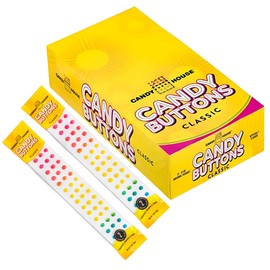 Candy House Candy Buttons – Sweet & Fun Classic Treats, Colorful Edible Buttons, Nostalgic Candy Snack, 0.5 oz, Pack of 24, (48 Strips)