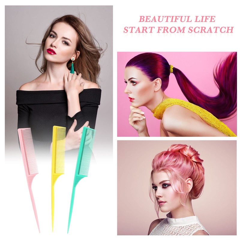 Leinuosen 3 Pack Rat Tail Combs Fine Tooth Parting Tip