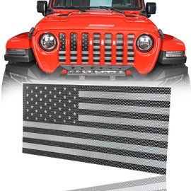 u-Box for Jeep Flag Grill Mesh Insert Front Grille Bug Screen Deflector Old Glory for 2018-2025 Jeep Wrangler JL & Gladiator JT