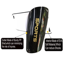 Soccer Shin Guards for Kid Youth Teen Adult - Shin Guards Sleeves with Inserted Pocket Cushion Protection Reduce Shocks and Injuries for TeamSports (Black, Large)