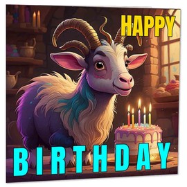 Goat Birthday Card + Envelope 145 x 145mm