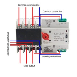 4P Dual Power Automatic Transfer Switch, AC 400V 32A ATS PC DIN Rail Emergency Power Mains Switch Conversion Switch Hat Rail Load Switch Municipal Power Switch for Municipal Electricity, Generator