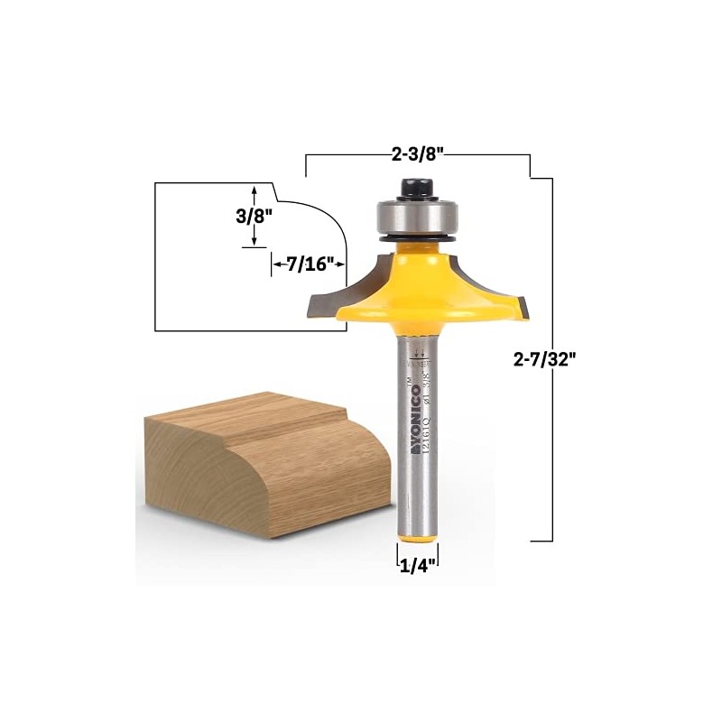 YONICO Cabinet Door Edge Router Bits Set 4 Bit 1/4-Inch