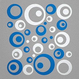 WANDfee® Wall Tattoo, Circles, Dots, 50 Stickers, Colour Choice For Children's Bedroom, Living Room, Hallway, Bathroom, Kitchen, Tile Stickers, white