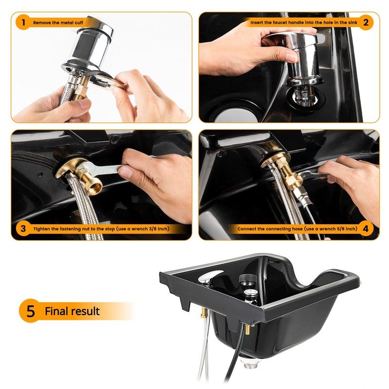 Professional Beauty Salon Shampoo Sink Bowl Faucet and Sprayer Kit