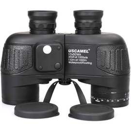 USCAMEL 10x50 Marine Binoculars for Adults, Waterproof Binoculars with Rangefinder Compass BAK4 Prism FMC Lens Fogproof for Navigation Birdwatching Hunting