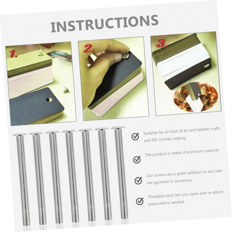 Operitacx 50 Sets Screw Posts Binding Screws for Scrapbook Leather