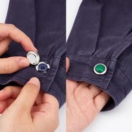 NICENEEDED 2 PCS Button Covers for Mens Shirts, Green Button Cuffs Button Cover Cufflinks, Cuff Links Button Cover Dress Accessories for Tuxedo Shirt Birthday Christmas Wedding Gifts
