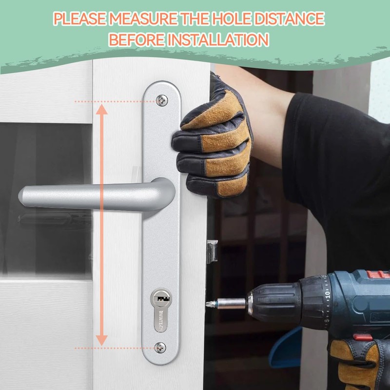 Bwintech 1 Set Silver Anodised UPVC Aluminium Door Handle Set,