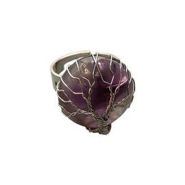 VIE Wire Wrapped Tree of Life Ring, 2cm, Amethyst