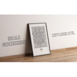 Cool Factory A3 Size Paris City Map Poster without Frame for Living Room and Bedroom, 250 g Paper, Black/White, 297mm x 420mm