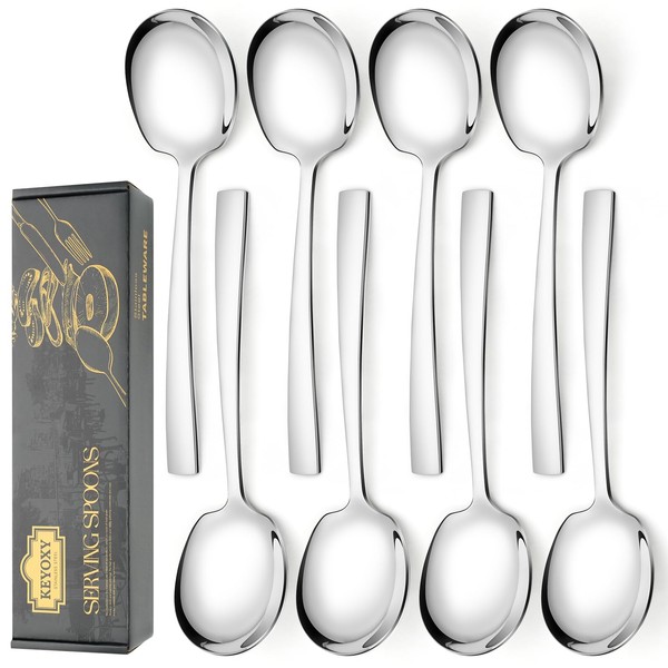Large Serving Spoons, 8 Pieces Large Stainless Steel Serving Spoons