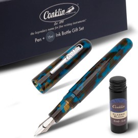 Conklin All American Fountain Pen Southwest Turquoise Fine Nib + Free 15ml Ink Bottle – Luxury Holiday Gift for Writers, Collectors, and Professionals
