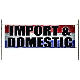 Import & Domestic Auto Repair Mechanic Car Workshop Vehicle Maintenance Engine Oil Check Brake Maintenance Novelty Indoor Outdoor Vinyl Banner Sign 24" x 72"