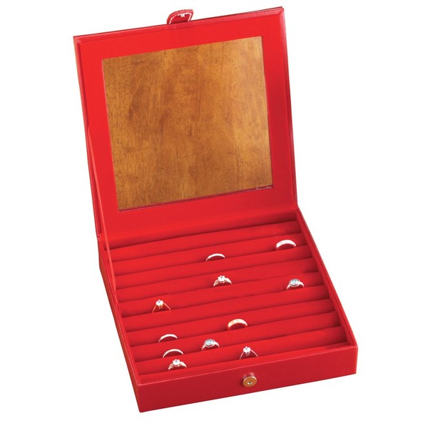 Jewelry Organizer Ring Box, Red