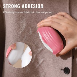 AGLOO 2 Pcs Hair Adhesive Device - Washable, Reusable - Hair, Dust, Lint, and Pet Fur Remover for Clothing, Cars - Travel Sticky Picker Cleaner Brush (Pink)