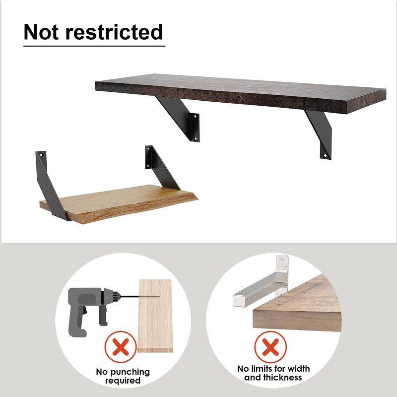 SPOROOT Shelf Bracket, Black, Shelf Angle 10 cm, 90° Triangle
