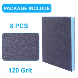 Aoserge 8 Pack Sanding Sponge, 120 Grit Washable and Reusable Sanding Blocks for Wood, Metal, Drywall, and More, Ideal for Flat and Irregular Surfaces, Robust and Versatile for Wet or Dry Use
