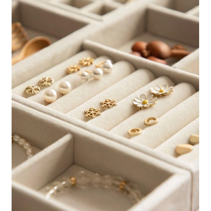 Elsjoy Set of 8 Velvet Jewelry Tray, Drawer Insert Divided