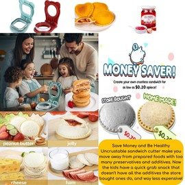2 cortadores y selladores de sándwiches para niños, sándwiches de bolsillo para desoxidantes, cortador de sándwiches sin costrar, fabricante de sandwiches para lonchera y caja bento (redondo naranja +
