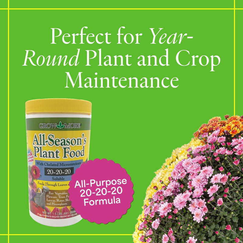 Grow More All-Season's Plant Food (20-20-20 Fertilizer) - 1.5lbs of