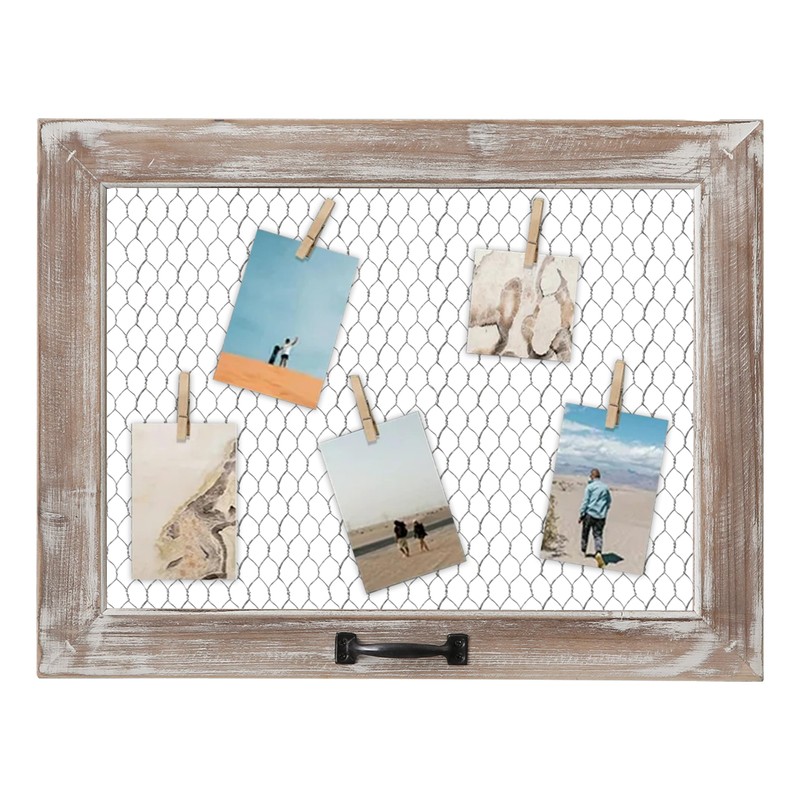 SOFE Rustic Chicken Wire Frame, Framed Photo Display Board/Wall Grid