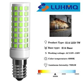 LUHMQ E14 LED Bulbs 3 Pack E14 European Screw Base for Electric Window Candle Lamp,Refrigerator Bulb E14 Cooker Hood Oven Bulb,7W Equivalent to70W Incandescent Bulb 700LM AC120V (Daylight White 6000K)