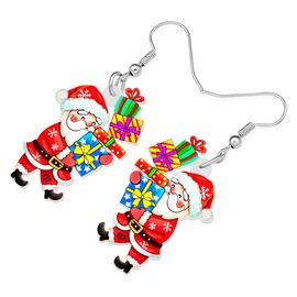 RAIDIN Acrylic Cute Christmas Santa Earrings Gifts for Women Girls Children Holiday Hypoallergenic Dangle Drop Earrings Jewellery for Festival Party Decorations, Acrylic, No Gemstone