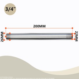 Bwintech 2 x 200 mm 3/4 inch male thread × 3/4 inch male thread BSP stainless steel 304 pipe fittings