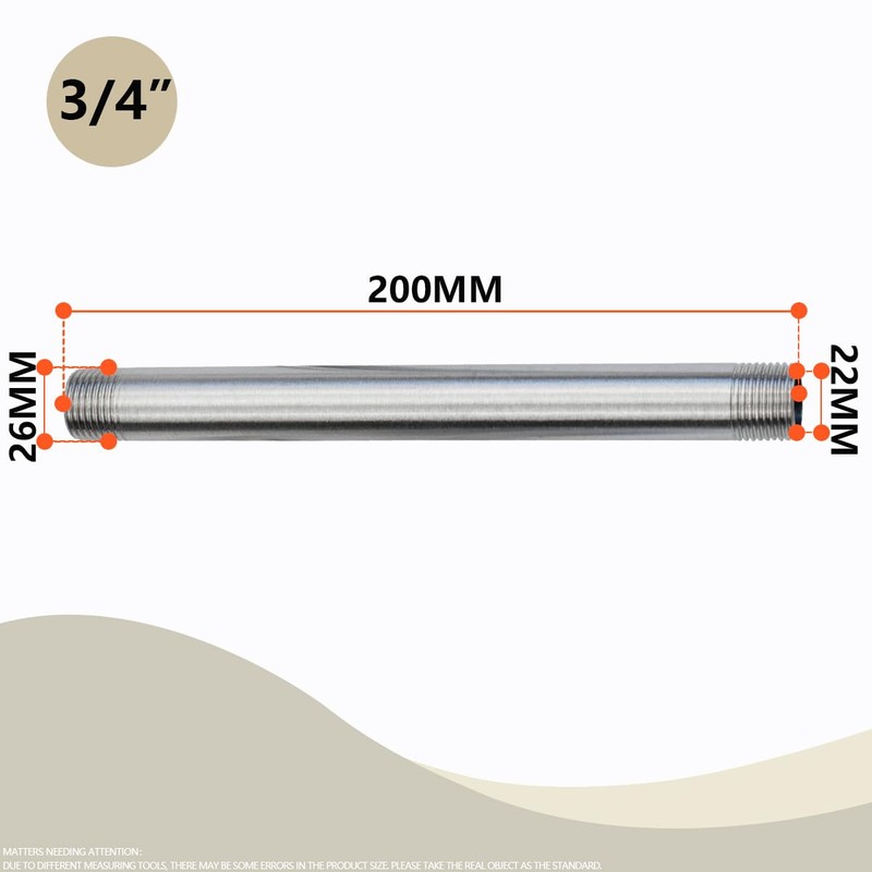 Bwintech 2 x 200 mm 3/4 inch male thread ×