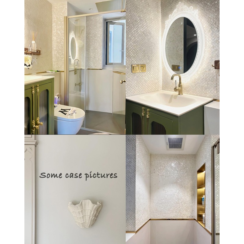 MOPTORLS Mother of Pearl Fish Scale Pattern Mosaic Tile for