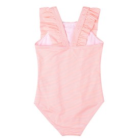 LIZENS Traje de baño de una pieza con volantes festoneados para niñas, Rosa/Rebel Fun., 6-7 Años