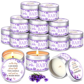 Funtery 12 Pcs Baby Shower Favors for Guests Baby Shower Candles Baby Shower Decorations Floral Lavender Scented Candles Gender Reveal Candle Rustic Tealight Candle Baby Shower Return Gift(Rose)