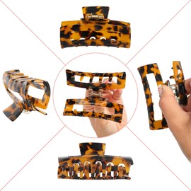 Paquete de 8 pinzas para el pelo, de acrílico de tamaño mediano, pinzas de mandíbula de mariposa francesa, pinzas de dientes con estampado de leopardo, accesorios elegantes para el cabello para mujeres y niñas.