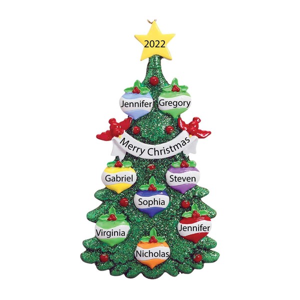 Personalized Family Christmas Ornament - Family of 8 Christmas Ornament