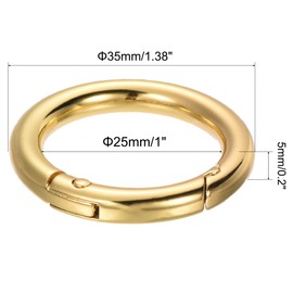PATIKIL 35x25x5mm Spring Gate O Rings, 10 Pack Round Snap Clip Zinc Alloy for Keyrings Buckle, Gold