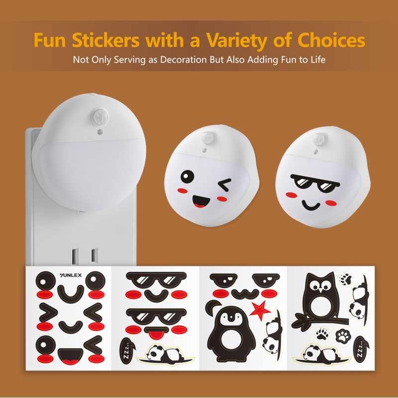 YUNLEX 2 Pack Plug in Night Light with 3 Lighting